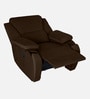 Taki Velvet 1 Seater Manual Recliner in Brown Colour with Hidden Cupholders