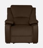 Taki Velvet 1 Seater Manual Recliner in Brown Colour with Hidden Cupholders