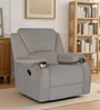 Taki Velvet 1 Seater Manual Recliner in Cream Colour with Hidden Cupholders