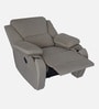 Taki Velvet 1 Seater Manual Recliner in Cream Colour with Hidden Cupholders
