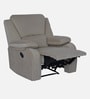 Taki Velvet 1 Seater Manual Recliner in Cream Colour with Hidden Cupholders