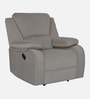 Taki Velvet 1 Seater Manual Recliner in Cream Colour with Hidden Cupholders