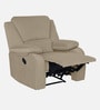Taki Velvet 1 Seater Manual Recliner in Light Cream Colour with Hidden Cupholders