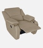 Taki Velvet 1 Seater Manual Recliner in Light Cream Colour with Hidden Cupholders