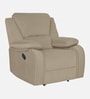 Taki Velvet 1 Seater Manual Recliner in Light Cream Colour with Hidden Cupholders