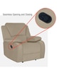 Taki Velvet 1 Seater Manual Recliner in Light Cream Colour with Hidden Cupholders