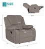 Taki Velvet 1 Seater Manual Recliner in Light Grey Colour with Hidden Cupholders
