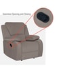 Taki Velvet 1 Seater Manual Recliner in Light Grey Colour with Hidden Cupholders