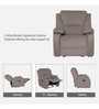 Taki Velvet 1 Seater Manual Recliner in Light Grey Colour with Hidden Cupholders