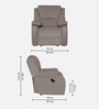 Taki Velvet 1 Seater Manual Recliner in Light Grey Colour with Hidden Cupholders