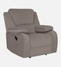 Taki Velvet 1 Seater Manual Recliner in Light Grey Colour with Hidden Cupholders