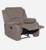 Taki Velvet 1 Seater Manual Recliner in Light Grey Colour with Hidden Cupholders