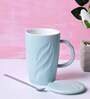 Tall 400ml Pastel Blue Ceramic (Set of 2) Coffee Mug with Lid