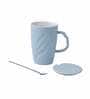 Tall 400ml Pastel Blue Ceramic (Set of 2) Coffee Mug with Lid