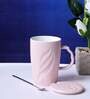 Tall 400ml Pastel Pink Ceramic (Set of 2) Coffee Mug with Lid