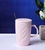 Tall 400ml Pastel Pink Ceramic (Set of 2) Coffee Mug with Lid