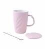 Tall 400ml Pastel Pink Ceramic (Set of 2) Coffee Mug with Lid
