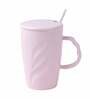 Tall 400ml Pastel Pink Ceramic (Set of 2) Coffee Mug with Lid