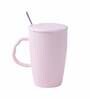 Tall 400ml Pastel Pink Ceramic (Set of 2) Coffee Mug with Lid