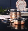 Silver Stainless Steel Cooking Pot with Lid Set of 3