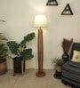 Tallboy Wooden Floor Lamp with Jute Shade & Brown Base
