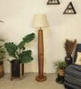 Tallboy Wooden Floor Lamp with Jute Shade & Brown Base