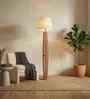 Tallboy Wooden Floor Lamp with Jute Shade & Brown Base