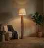 Tallboy Wooden Floor Lamp with Jute Shade & Brown Base