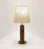 Tallboy Wooden Table Lamp with Jute  Shade & Brown Base
