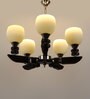 Silver Wood & Metal Shaded Chandelier