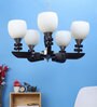 Silver Wood & Metal Shaded Chandelier