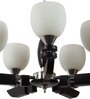 Silver Wood & Metal Shaded Chandelier