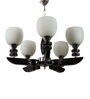 Silver Wood & Metal Shaded Chandelier