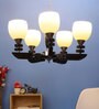 Silver Wood & Metal Shaded Chandelier