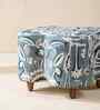 Tamara Acacia Wood Pouffe in Blue Color
