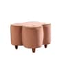 Tamara Acacia Wood Pouffe in Peach Velvet Color
