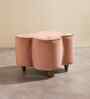 Tamara Acacia Wood Pouffe in Peach Velvet Color