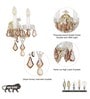 Tamara Double Arm Crystal Wall Light With Honey-Coloured Crystals & Gold Finish Elegant Decorative Wall Lamp For Bedroom, Living Room & Interiors (E14 Compatible)
