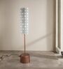 Tamara Handcrafted Gold Aluminium Floor Lamp with Printed Fabric Shade in Grey Color