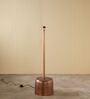 Tamara Handcrafted Gold Aluminium Floor Lamp with Printed Fabric Shade in Grey Color