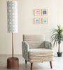 Tamara Handcrafted Gold Aluminium Floor Lamp with Printed Fabric Shade in Grey Color