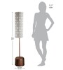Tamara Handcrafted Gold Aluminium Floor Lamp with Printed Fabric Shade in Grey Color