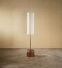 Tamara Handcrafted Gold Aluminium Floor Lamp with Printed Fabric Shade in White Color