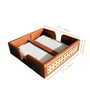 Tan Brown PU Leather and Natural Rattan Tissue Holder with Weighted Bar Design