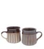 Stripped 200ml Brown (Set of 2) Ceramic Coffee Mug