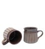 Stripped 200ml Brown (Set of 2) Ceramic Coffee Mug