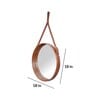 18 Inch Tan Leather Round Hanging Mirror with Belt