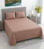 Tan Solid 400 TC Cotton Satin Superking Size Bedsheet With 2 Pillow Covers