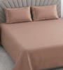 Tan Solid 400 TC Cotton Satin Superking Size Bedsheet With 2 Pillow Covers