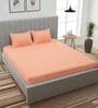 Peach Solid 210 TC 100% Cotton King Sized Bed Sheets with 2 Pillow Covers
